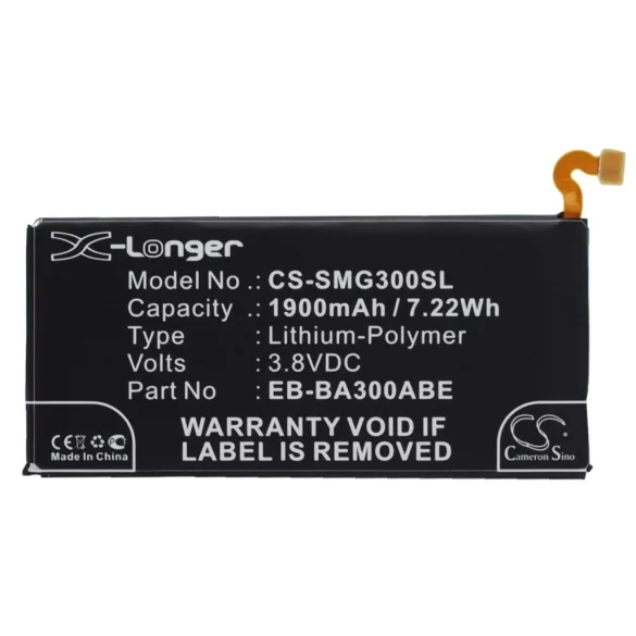 Utángyártott Samsung mobil Li-Polymer akkumulátor 3.8V 1900mAh EB-BA300ABE, GH43-04381A - CameronSino