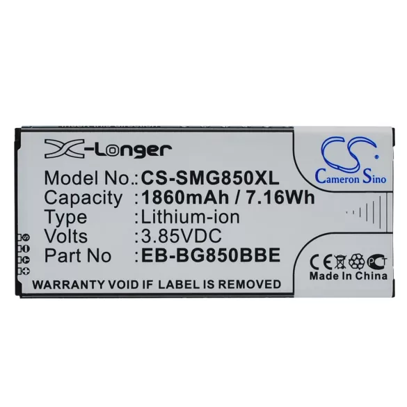 Utángyártott Samsung mobil Li-ion akkumulátor 3.85V 1860mAh EB-BG850BBE, EB-BG850BBC - CameronSino