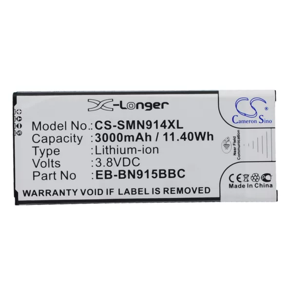 Utángyártott Samsung mobil Li-ion akkumulátor 3.8V 3000mAh EB-BN915BBC, EB-BN915BBE X-hosszabb támogatás NFC-vel - CameronSino