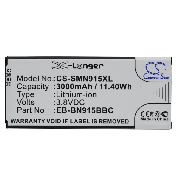 Utángyártott Samsung mobil Li-ion akkumulátor 3.8V 3000mAh EB-BN915BBC, EB-BN915BBE X-Hosszabb - CameronSino
