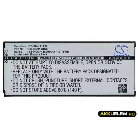 Utángyártott Samsung mobil Li-ion akkumulátor 3.85V 2800mAh EB-BN910BBE, EB-BN910BBK - CameronSino
