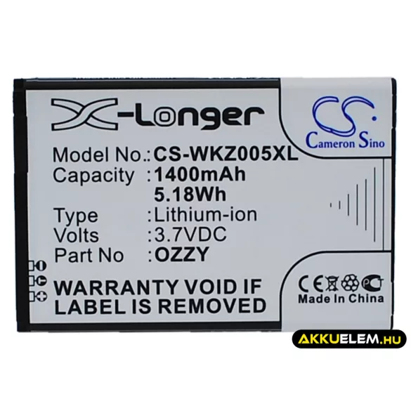 Utángyártott Wiko mobil Li-ion akkumulátor 3.7V 1400mAh OZZY - CameronSino