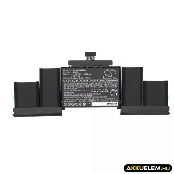 Utángyártott Apple laptop Li-Polymer akkumulátor 11.26V 8400mAh A1494 - CameronSino