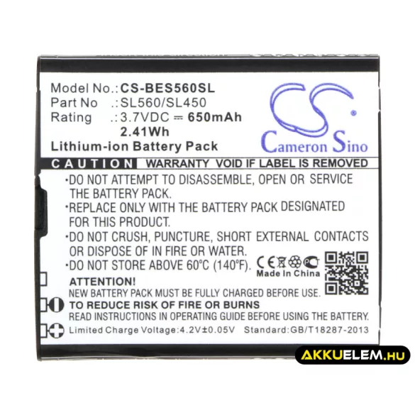 Utángyártott Bea-fon mobil Li-ion akkumulátor 3.7V 650mAh SL560/SL450 - CameronSino