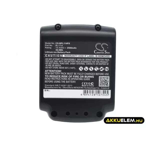 Utángyártott Black & Decker szerszámgép Li-ion akkumulátor 14.4V 2500mAh BL1114, BL1314 - CameronSino