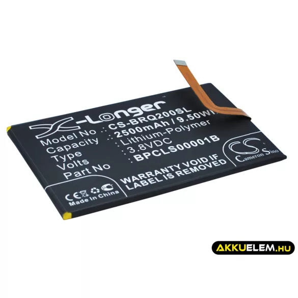 Utángyártott BlackBerry mobil Li-Polymer akkumulátor 3.8V 2500mAh BPCLS00001B, 1ICP4/59/93 - CameronSino