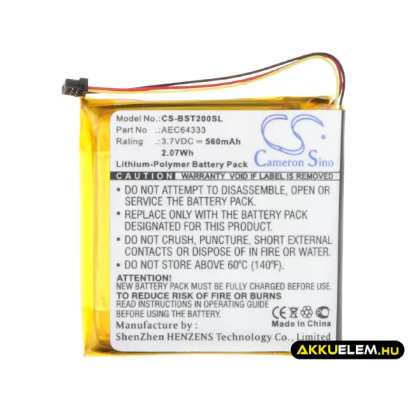 Utángyártott Beats Vezeték nélküli fejhallgató Li-Polymer akkumulátor 3.7V 560mAh AEC643333, PA-BT05 - CameronSino