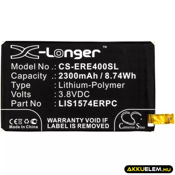 Utángyártott Sony Ericsson mobil Li-Polymer akkumulátor 3.8V 2300mAh LIS1574ERPC, 1288-1798 - CameronSino