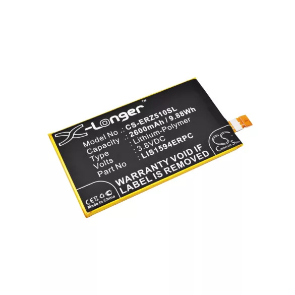 Utángyártott Sony Ericsson mobil Li-Polymer akkumulátor 3.8V 2600mAh LIS1594ERPC, 1293-8715 - CameronSino