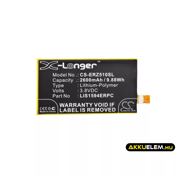 Utángyártott Sony Ericsson mobil Li-Polymer akkumulátor 3.8V 2600mAh LIS1594ERPC, 1293-8715 - CameronSino