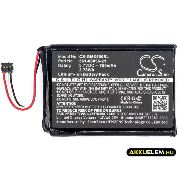 Utángyártott Garmin GPS Li-ion akkumulátor 3.7V 750mAh 361-00056-21 - CameronSino