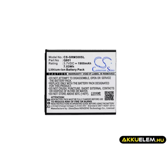 Utángyártott Green Orange mobil Li-ion akkumulátor 3.7V 1900mAh Q801 - CameronSino