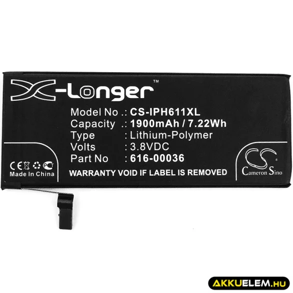 Utángyártott Apple mobil Li-Polymer akkumulátor 3.8V 1900mAh 616-00036 - CameronSino