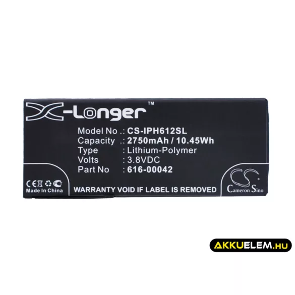 Utángyártott Apple mobil Li-Polymer akkumulátor 3.8V 2750mAh 616-00042 - CameronSino