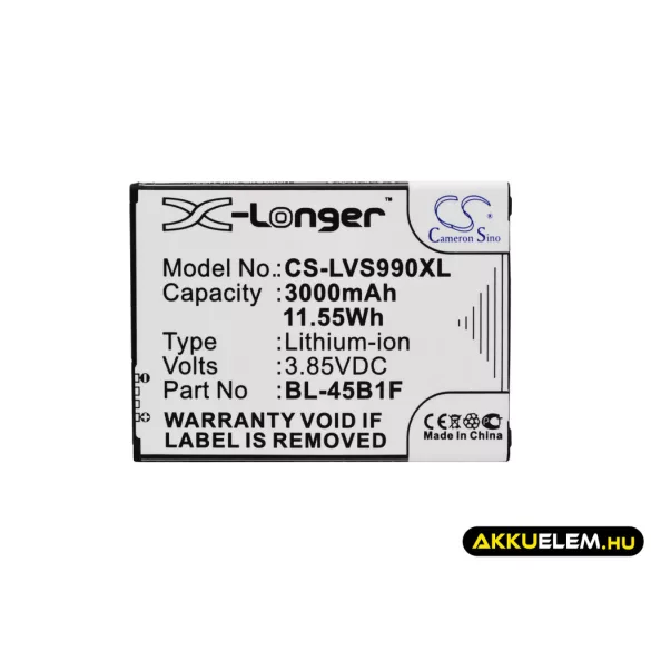 Utángyártott LG mobil Li-ion akkumulátor 3.85V 3000mAh BL-45B1F, EAC63118201 - CameronSino