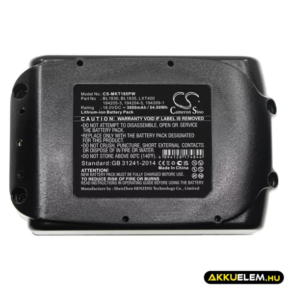 Utángyártott Makita szerszámgép Li-ion akkumulátor 18V 3000mAh 194205-3, BL1830 Akkumulátor LED kijelzővel - CameronSino