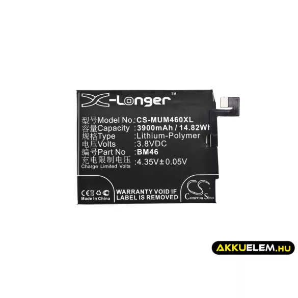 Utángyártott Xiaomi mobil Li-Polymer akkumulátor 3.8V 3900mAh BM46 - CameronSino