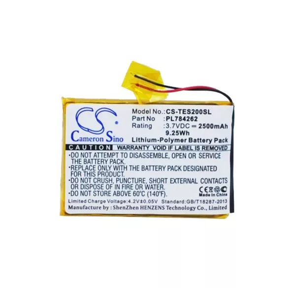 Utángyártott TEASI GPS Li-Polymer akkumulátor 3.7V 2500mAh PL784262 - CameronSino