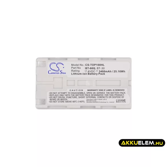 Utángyártott Topcon egyéb Li-ion akkumulátor 7.4V 3400mAh BT-30, BT-62Q - CameronSino