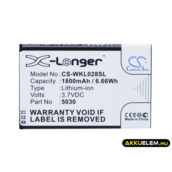 Utángyártott Wiko mobil Li-ion akkumulátor 3.7V 1800mAh 5030 - CameronSino