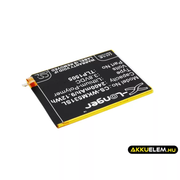 Utángyártott Wiko mobil Li-Polymer akkumulátor 3.8V 2400mAh TLP1505, TLP15H30 - CameronSino