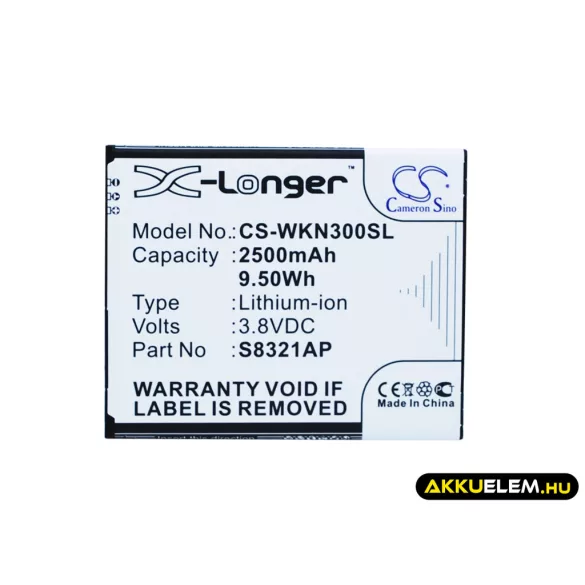 Utángyártott Wiko mobil Li-ion akkumulátor 3.8V 2500mAh SLIDE, S8321AP - CameronSino
