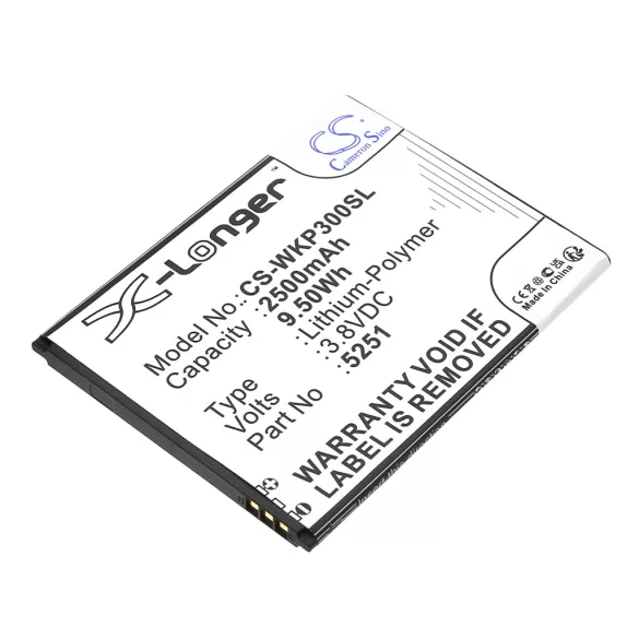 Utángyártott Wiko mobil Li-Polymer akkumulátor 3.8V 2500mAh 5251, S104-V02000-012 - CameronSino
