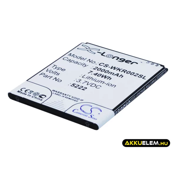 Utángyártott Wiko mobil Li-ion akkumulátor 3.7V 2000mAh 5222, S5222 - CameronSino