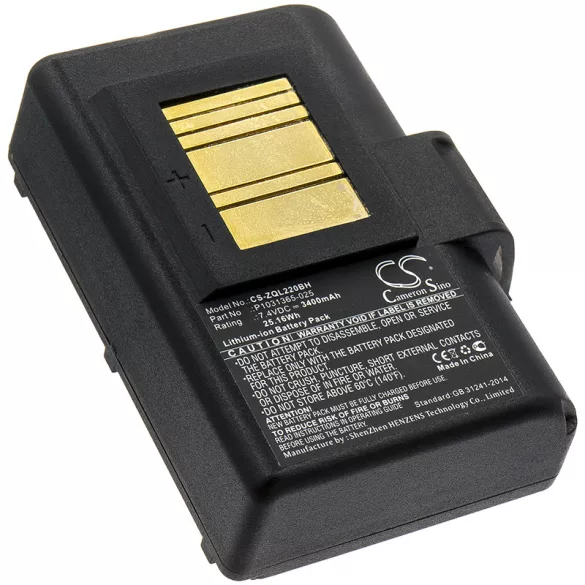 Utángyártott Zebra Hordozható nyomtató Li-ion akkumulátor 7.4V 3400mAh AT16004, BTRY-MPP-34MA1-01 - CameronSino