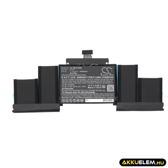 Utángyártott Apple laptop Li-Polymer akkumulátor 11.36V 8700mAh A1618, 020-00079 - CameronSino