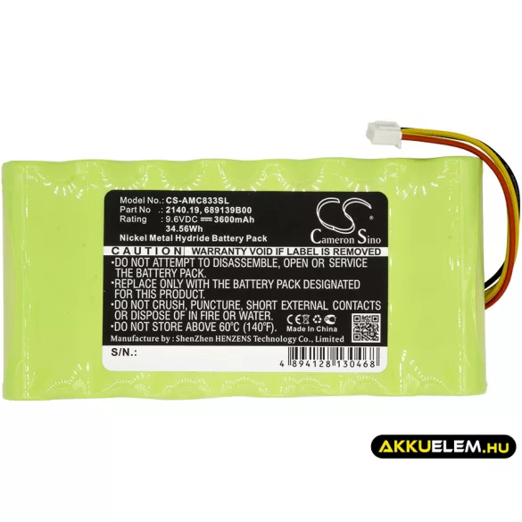 Utángyártott AMC egyéb Ni-MH akkumulátor 9.6V 3600mAh 2140.19, 689139B00 - CameronSino