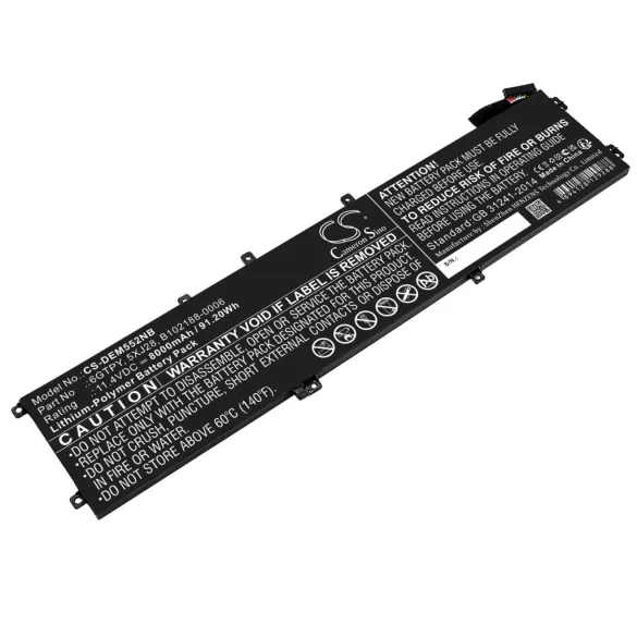 Utángyártott Dell laptop Li-Polymer akkumulátor 11.4V 8000mAh 6GTPY, 5XJ28 - CameronSino
