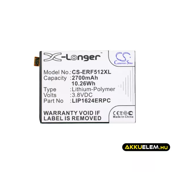 Utángyártott Sony Ericsson mobil Li-Polymer akkumulátor 3.8V 2700mAh 1300-3513, LIS1624ERPC - CameronSino