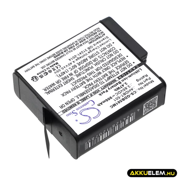 Utángyártott GoPro Kamera Li-ion akkumulátor 3.85V 900mAh AHDBT-501, AABAT-001 - CameronSino