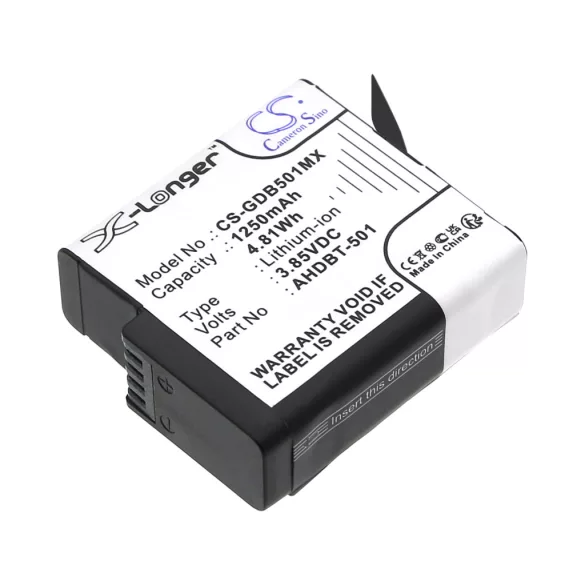 Utángyártott GoPro Kamera Li-ion akkumulátor 3.85V 1250mAh AHDBT-501, AABAT-001 - CameronSino