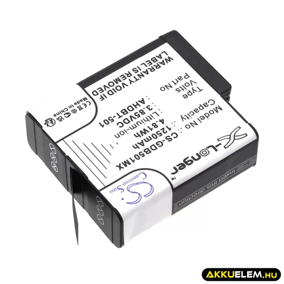 Utángyártott GoPro Kamera Li-ion akkumulátor 3.85V 1250mAh AHDBT-501, AABAT-001 - CameronSino