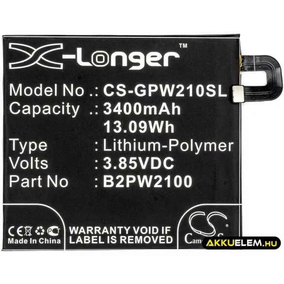 Utángyártott Google mobil Li-Polymer akkumulátor 3.85V 3400mAh B2PW2100, 35H00263-00M - CameronSino