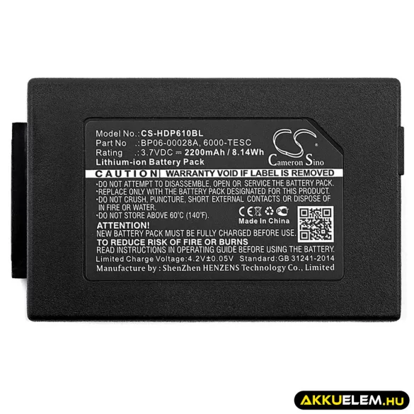 Utángyártott Honeywell Vonalkód szkenner Li-ion akkumulátor 3.7V 2200mAh BP06-00028A, 6000-TESC - CameronSino