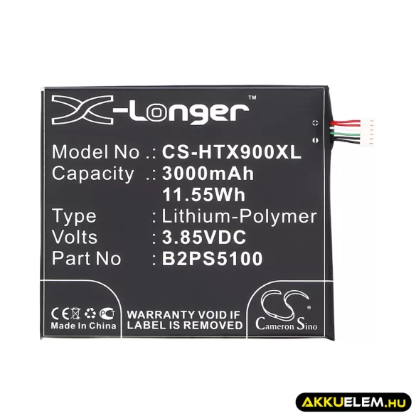 Utángyártott HTC mobil Li-Polymer akkumulátor 3.85V 3000mAh B2PS5100, 35H00255-00M - CameronSino