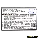 Utángyártott LG mobil Li-ion akkumulátor 3.85V 2000mAh BL-45F1F, EAC63321601 - CameronSino