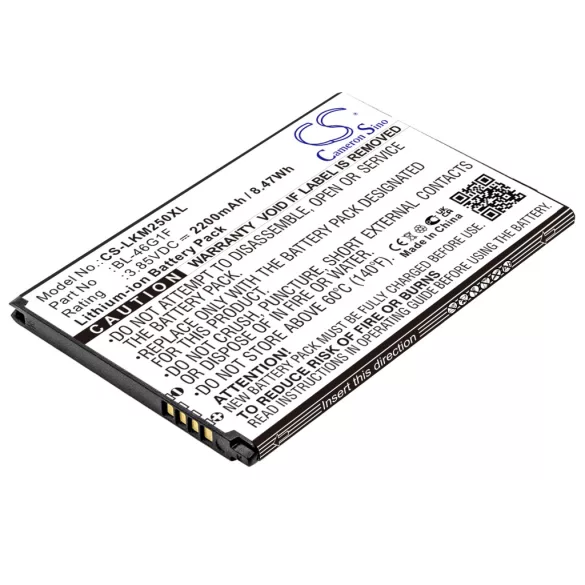 Utángyártott LG mobil Li-ion akkumulátor 3.85V 2200mAh BL-46G1F - CameronSino