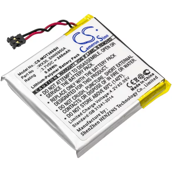 Utángyártott Motorola Okosóra Li-Polymer akkumulátor 3.7V 240mAh WX30, SNN5950A - CameronSino