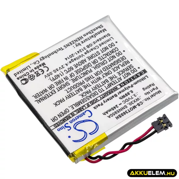 Utángyártott Motorola Okosóra Li-Polymer akkumulátor 3.7V 240mAh WX30, SNN5950A - CameronSino