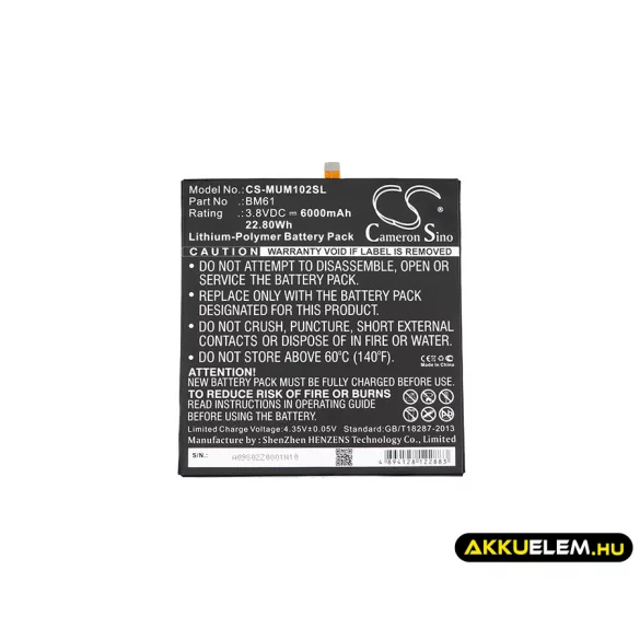 Utángyártott Xiaomi Tablet Li-Polymer akkumulátor 3.8V 6000mAh BM61 - CameronSino