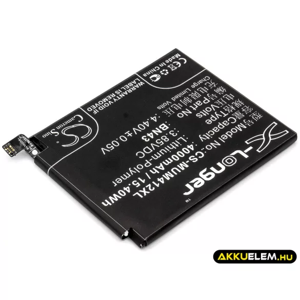 Utángyártott Xiaomi mobil Li-Polymer akkumulátor 3.85V 4000mAh BN43 - CameronSino