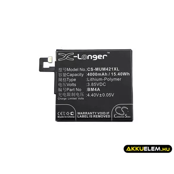 Utángyártott Xiaomi mobil Li-Polymer akkumulátor 3.85V 4000mAh BM4A - CameronSino
