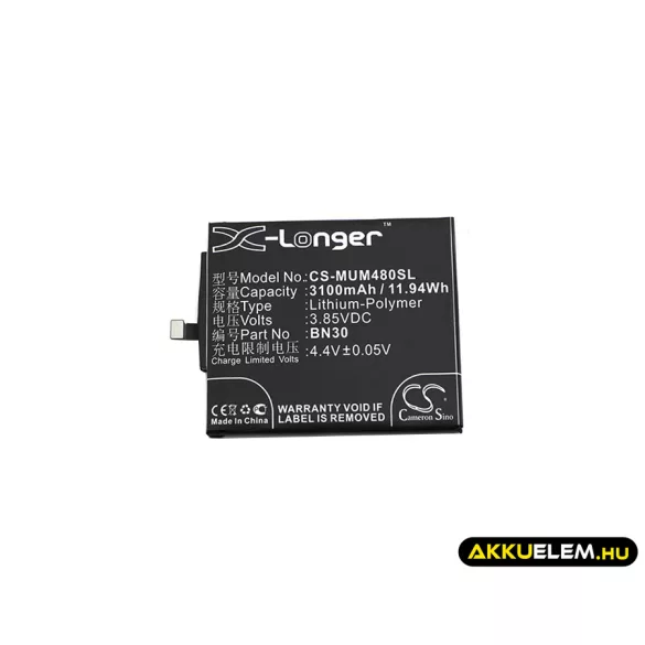 Utángyártott Xiaomi mobil Li-Polymer akkumulátor 3.85V 3100mAh BN30 - CameronSino