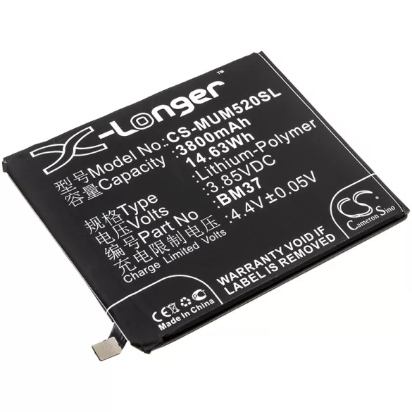 Utángyártott Xiaomi mobil Li-Polymer akkumulátor 3.85V 3800mAh BM37 ( International Versino ) - CameronSino
