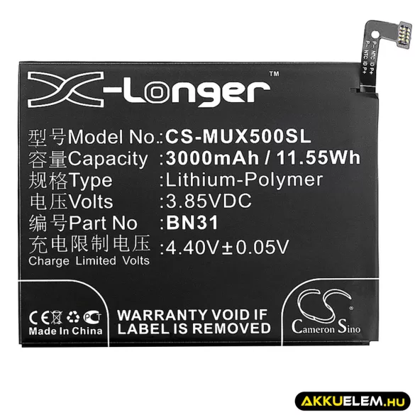 Utángyártott Redmi mobil Li-Polymer akkumulátor 3.85V 3000mAh BN31 - CameronSino