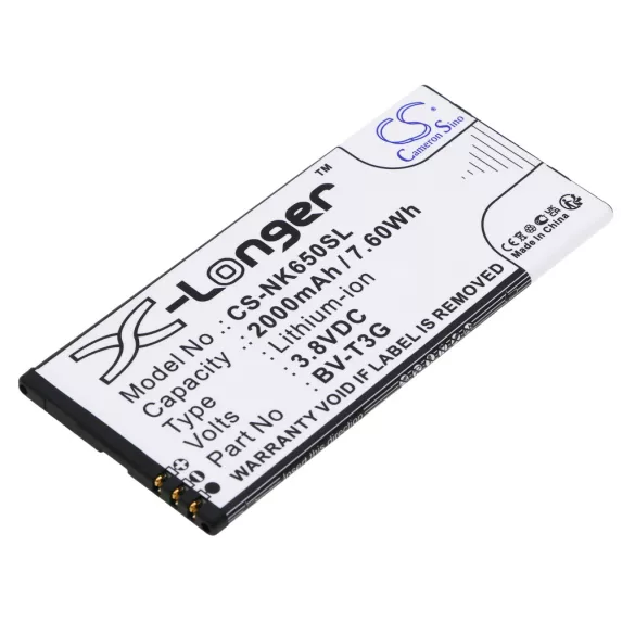 Utángyártott Nokia mobil Li-ion akkumulátor 3.8V 2000mAh BV-T3G - CameronSino